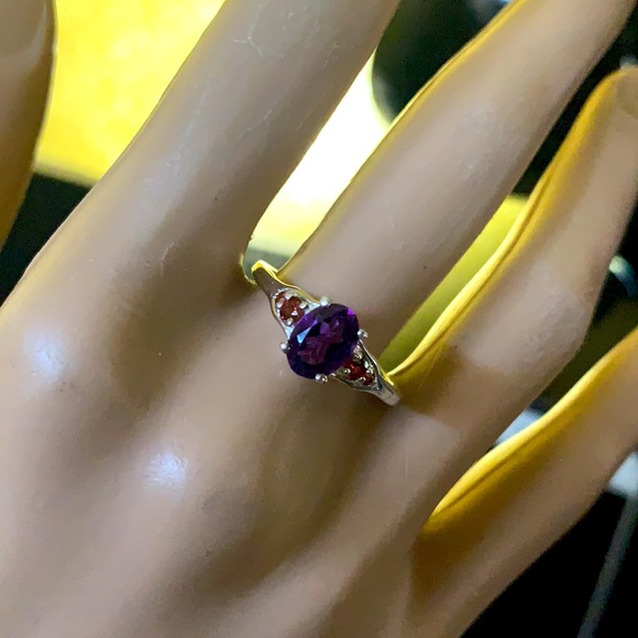 Made USA Delicate Beauty SS925 amethyst garnetRing - Picture 12 of 16